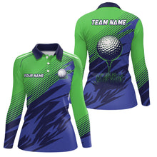 Load image into Gallery viewer, Green And Blue Camo Womens golf polo shirts custom golf apparel for Ladies, best women golf wears NQS7847