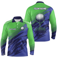 Load image into Gallery viewer, Green And Blue Camo Mens golf polo shirts custom golf apparel for men, best men golf wears NQS7847