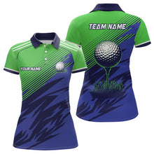 Load image into Gallery viewer, Green And Blue Camo Womens golf polo shirts custom golf apparel for Ladies, best women golf wears NQS7847