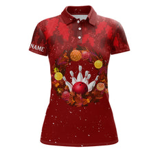 Load image into Gallery viewer, Red Christmas Wreath Women&#39;s Bowling Polo, Quarter-Zip Shirt Custom Christmas bowling tops for Team NQS8960