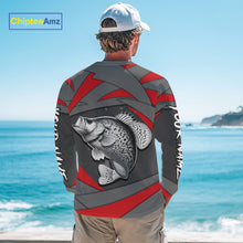 Load image into Gallery viewer, Gray and Red Crappie Fishing Jersey Custom Crappie Fishing Shirt for Team, personalized fishing gifts NQS10898