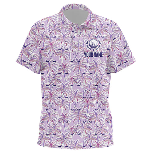 Purple palm tree golf clubs pattern Kid golf polo shirts custom golf shirts for Kid, golfing gifts NQS6879