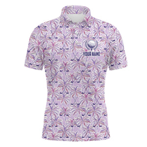 Purple palm tree golf clubs pattern Mens golf polos shirts custom golf shirts for men, golfing gifts NQS6879