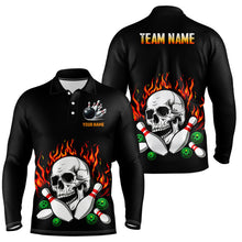 Load image into Gallery viewer, Flame Bowling skull Mens bowling polo, quarter zip shirts Custom Team bowling Jerseys, bowling gifts NQS7649