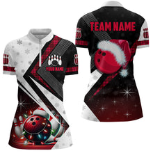 Load image into Gallery viewer, Red Christmas Bowling Polo, 1/4 zip shirts For Women Custom Team Bowling Jerseys Xmas Gift For Bowlers NQS8981