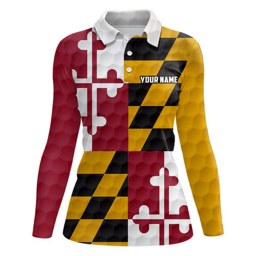 Womens golf polo shirt custom Maryland flag golf ball polos shirt for ladies, patriotic golf gifts NQS7874