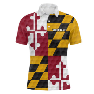 Mens golf polo shirt custom Maryland flag golf ball polos shirt for men, patriotic golfing gifts NQS7874