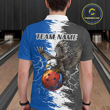 Load image into Gallery viewer, Lightning Thunder Eagle Bowling Polo, Quarter Zip Shirt For Men Custom bowling Team jerseys | Blue NQS11309