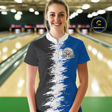 Load image into Gallery viewer, Lightning Thunder Eagle Bowling Polo, Quarter Zip Shirt For Women Custom bowling Team jerseys | Blue NQS11309