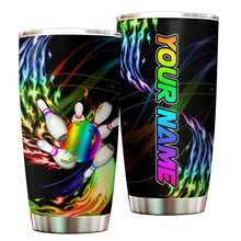 Load image into Gallery viewer, 1PC Rainbow flame Bowling ball and pins Custom Stainless Steel Tumbler Cup, bowling gifts for bowlers NQS9895