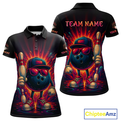 Personalized Funny Bowling Polo, Quarter Zip Shirts For Women Custom Team Bowling League Jerseys NQS11111