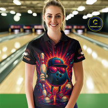 Load image into Gallery viewer, Personalized Funny Bowling Polo, Quarter Zip Shirts For Women Custom Team Bowling League Jerseys NQS11111