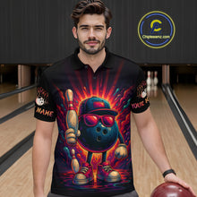 Load image into Gallery viewer, Personalized Funny Bowling Polo, Quarter Zip Shirts For men Custom Team Bowling League Jerseys NQS11111