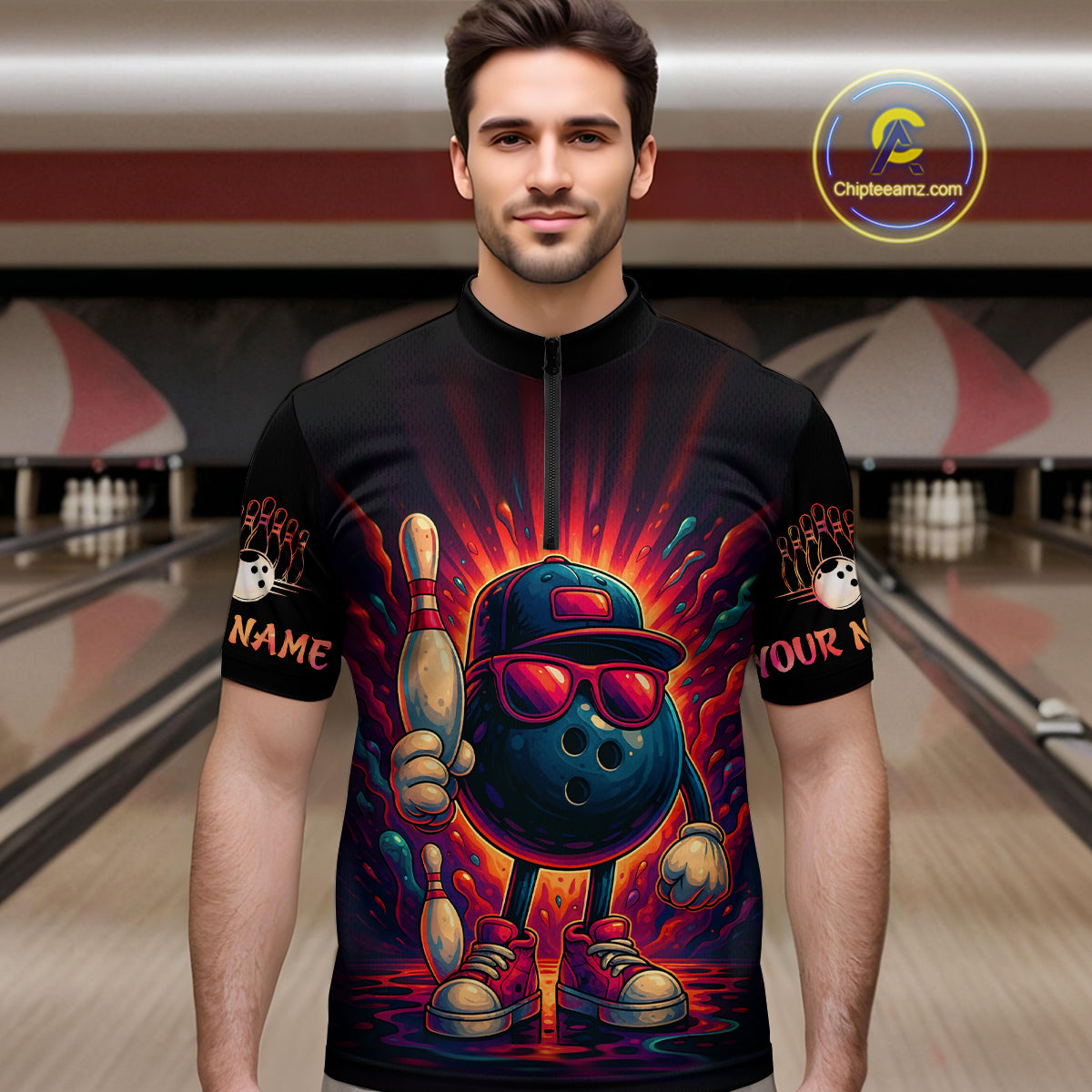 Personalized Funny Bowling Polo, Quarter Zip Shirts For men Custom Team Bowling League Jerseys NQS11111
