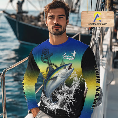 Personalized Tuna Fishing scales Long sleeve fishing shirts Custom Tuna performance fishing apparel NQS11114