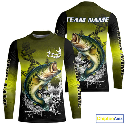 Personalized Largemouth Bass Fishing green scales fishing shirts Custom performance fishing apparel NQS11115