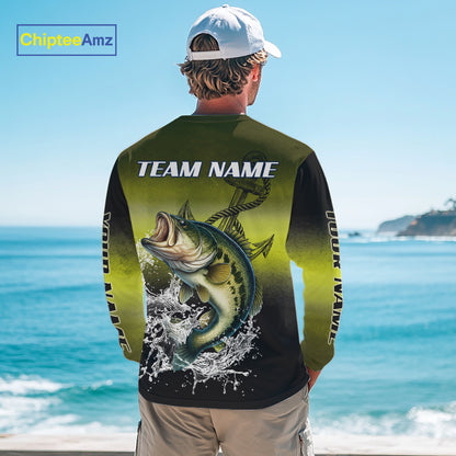 Personalized Largemouth Bass Fishing green scales fishing shirts Custom performance fishing apparel NQS11115