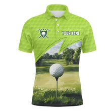 Load image into Gallery viewer, Green Mens golf polos shirts custom golf outfit mens, men&#39;s custom golf shirts NQS9261