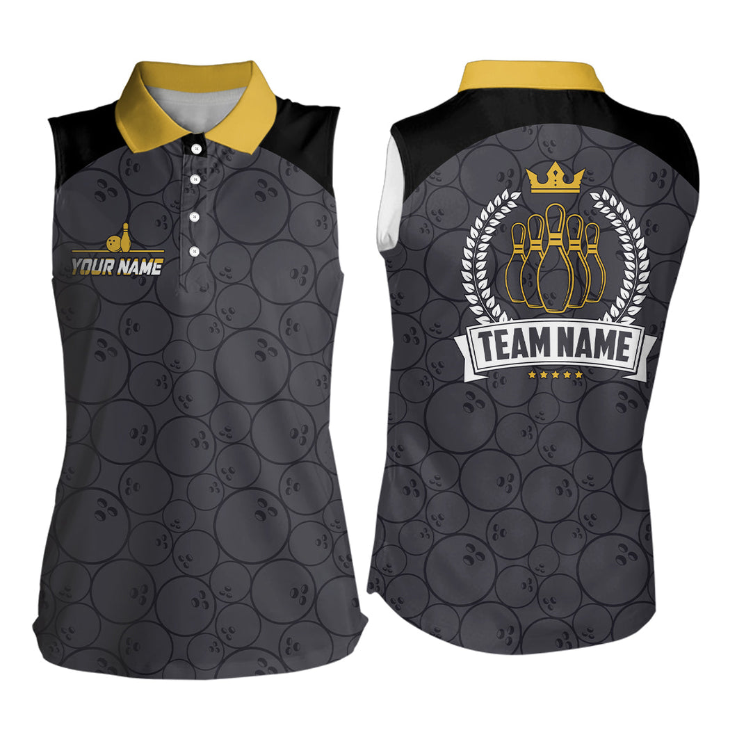 Personalized Camo Bowling Sleeveless Polo Shirts, Bowling team jerseys retro bowling shirts | Yellow NQS8349