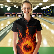 Load image into Gallery viewer, Custom Flame Bowling Polo, Quarter Zip Shirts for Women Custom Team Bowling Uniform NQS10521