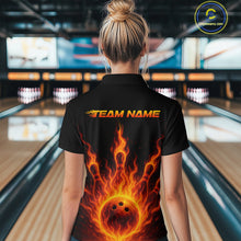 Load image into Gallery viewer, Custom Flame Bowling Polo, Quarter Zip Shirts for Women Custom Team Bowling Uniform NQS10521
