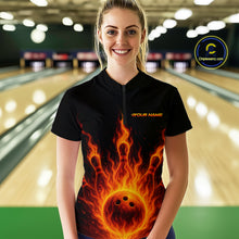 Load image into Gallery viewer, Custom Flame Bowling Polo, Quarter Zip Shirts for Women Custom Team Bowling Uniform NQS10521