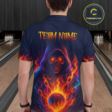 Load image into Gallery viewer, Custom Orange Flame Skull Bowling Shirts for Men Custom Team Bowling Shirts, gift for bowlers NQS10522