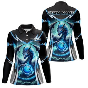 Blue Lightning Dragon Bowling shirts for Women Custom team bowling jerseys, gifts for bowler NQS9272