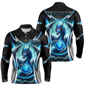 Blue Lightning Dragon Bowling shirts for Men Custom team bowling jerseys, gifts for bowler NQS9272