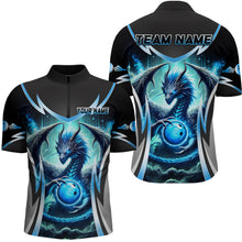 Load image into Gallery viewer, Blue Lightning Dragon Bowling shirts for Men Custom team bowling jerseys, gifts for bowler NQS9272