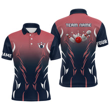 Load image into Gallery viewer, Mens polo bowling shirts Custom navy and red retro bowling team shirts, custom bowling jerseys NQS6228