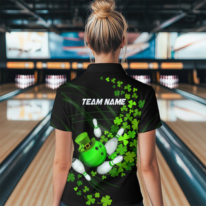 Green shamrock Lucky Bowling Shirt For Women Custom St Patrick day Bowling Team Uniform Bowlers Outfit NQS9453