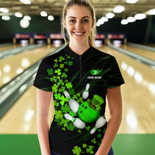 Load image into Gallery viewer, Green shamrock Lucky Bowling Shirt For Women Custom St Patrick day Bowling Team Uniform Bowlers Outfit NQS9453