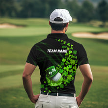 Load image into Gallery viewer, Green shamrock Lucky Mens Golf Polo Shirts Custom St Patrick day clover golf team jerseys NQS9457