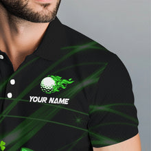 Load image into Gallery viewer, Green shamrock Lucky Mens Golf Polo Shirts Custom St Patrick day clover golf team jerseys NQS9457