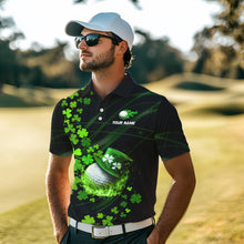 Load image into Gallery viewer, Green shamrock Lucky Mens Golf Polo Shirts Custom St Patrick day clover golf team jerseys NQS9457