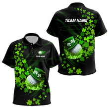 Load image into Gallery viewer, Green shamrock Lucky Kid Golf Polo Shirts Custom St Patrick day clover golf team jerseys NQS9457