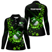 Load image into Gallery viewer, Green shamrock Lucky Womens Golf Polo Shirts Custom St Patrick day clover golf team jerseys NQS9457