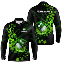 Load image into Gallery viewer, Green shamrock Lucky Mens Golf Polo Shirts Custom St Patrick day clover golf team jerseys NQS9457