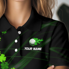 Load image into Gallery viewer, Green shamrock Lucky Womens Golf Polo Shirts Custom St Patrick day clover golf team jerseys NQS9457