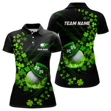 Load image into Gallery viewer, Green shamrock Lucky Womens Golf Polo Shirts Custom St Patrick day clover golf team jerseys NQS9457