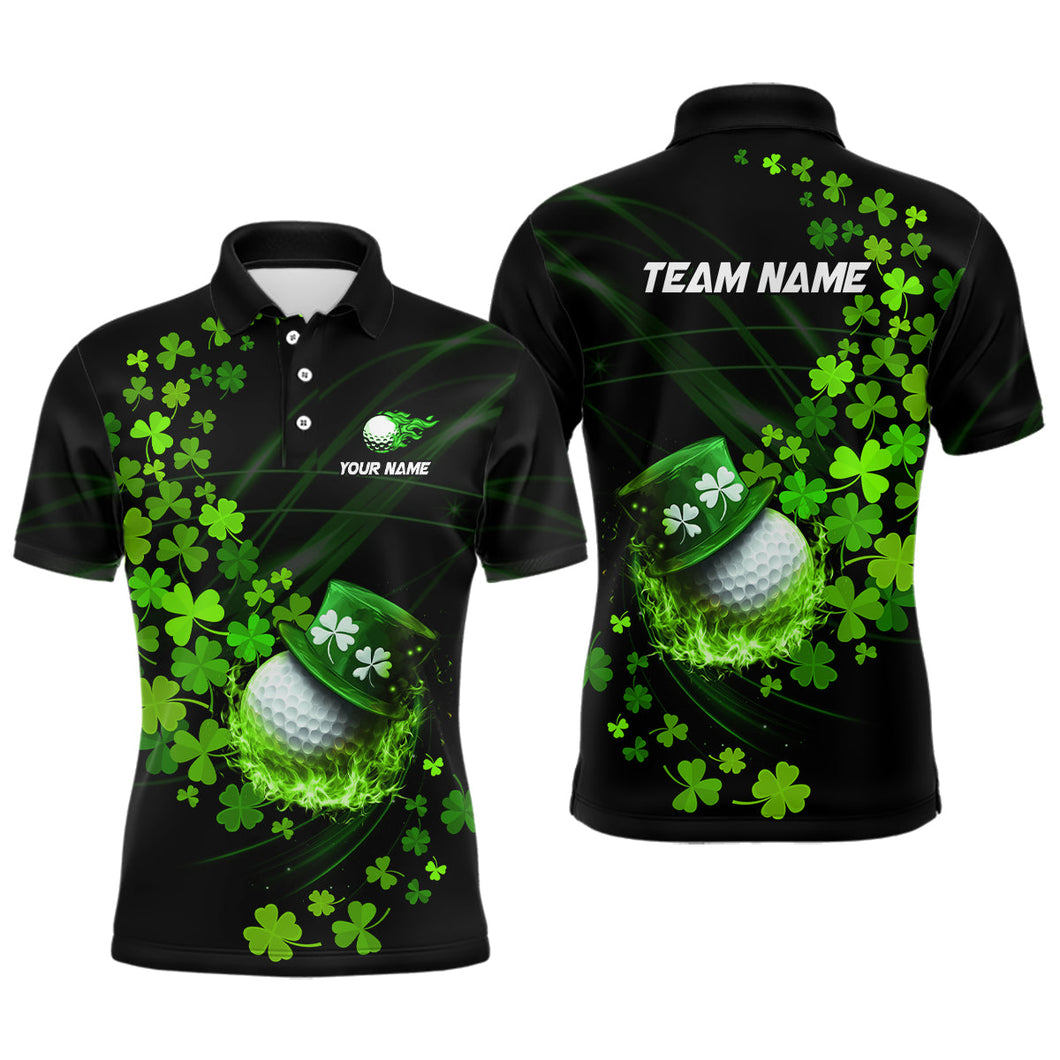 Green shamrock Lucky Mens Golf Polo Shirts Custom St Patrick day clover golf team jerseys NQS9457