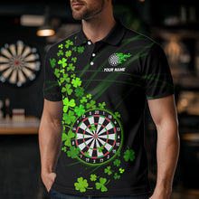 Load image into Gallery viewer, Green shamrock Lucky Darts Polo, Quarter-Zip Shirts For Men Custom St Patrick day Dart Team Jerseys NQS9458