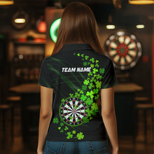 Load image into Gallery viewer, Green shamrock Lucky Darts Polo, Quarter-Zip Shirts For Women Custom St Patrick day Dart Team Jerseys NQS9458