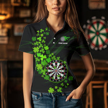 Load image into Gallery viewer, Green shamrock Lucky Darts Polo, Quarter-Zip Shirts For Women Custom St Patrick day Dart Team Jerseys NQS9458