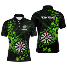 Load image into Gallery viewer, Green shamrock Lucky Darts Polo, Quarter-Zip Shirts For Men Custom St Patrick day Dart Team Jerseys NQS9458