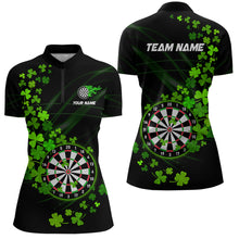 Load image into Gallery viewer, Green shamrock Lucky Darts Polo, Quarter-Zip Shirts For Women Custom St Patrick day Dart Team Jerseys NQS9458