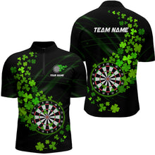 Load image into Gallery viewer, Green shamrock Lucky Darts Polo, Quarter-Zip Shirts For Men Custom St Patrick day Dart Team Jerseys NQS9458