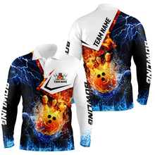 Load image into Gallery viewer, Fire and Water bowling ball pins Bowling shirts for men Custom Lightning Team Bowling Jerseys NQS7701
