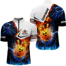 Load image into Gallery viewer, Fire and Water bowling ball pins Bowling shirts for men Custom Lightning Team Bowling Jerseys NQS7701